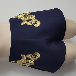 NWT Finders Keepers $150 Shorts Blue with Gold Embroidery Size Large